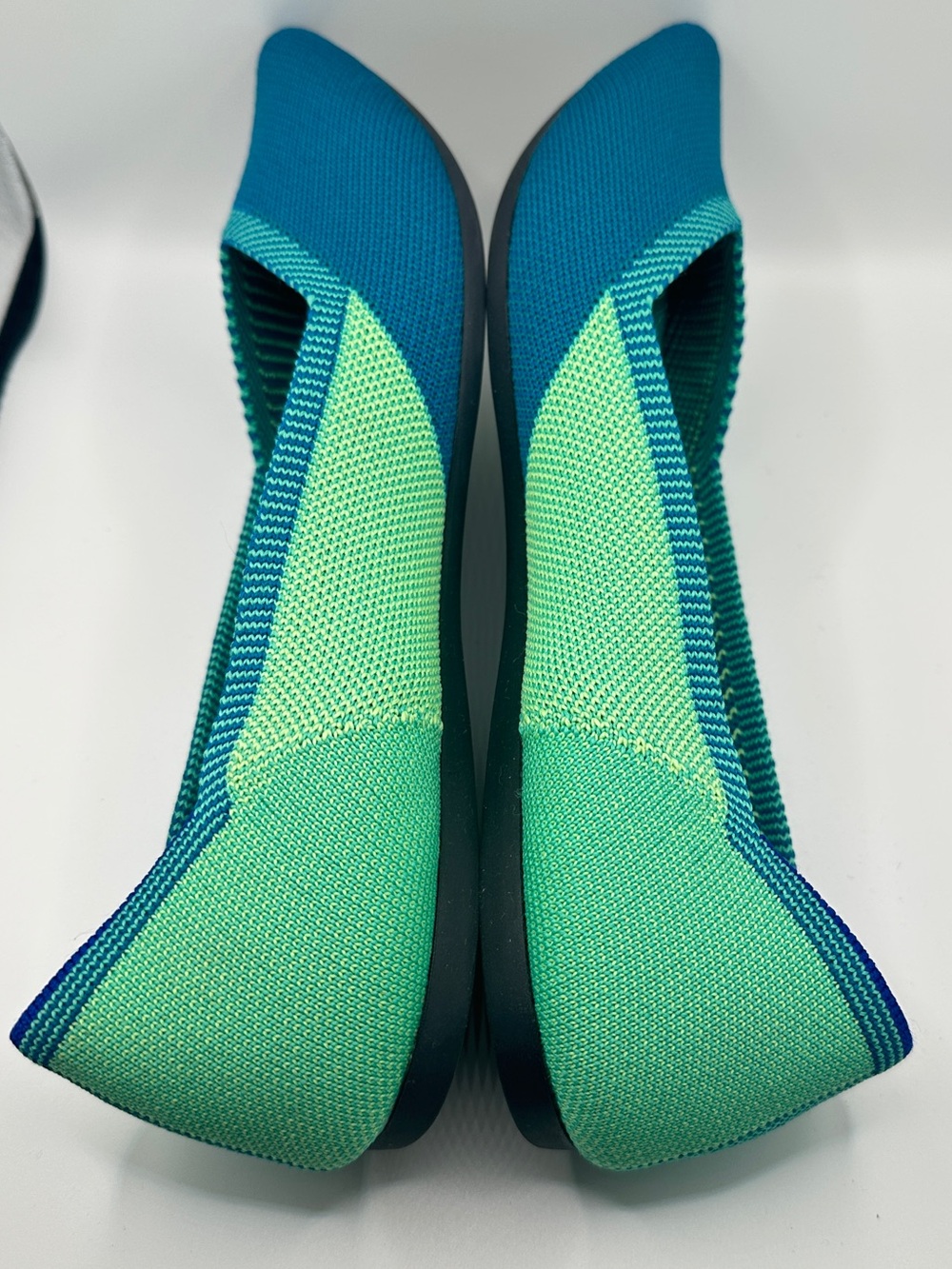 Rothy’s The Point Calypso Green Teal Chevron Colorblock Flat W8.5 - Picture 3 of 10